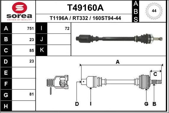 EAI T49160A - Arbre de transmission cwaw.fr