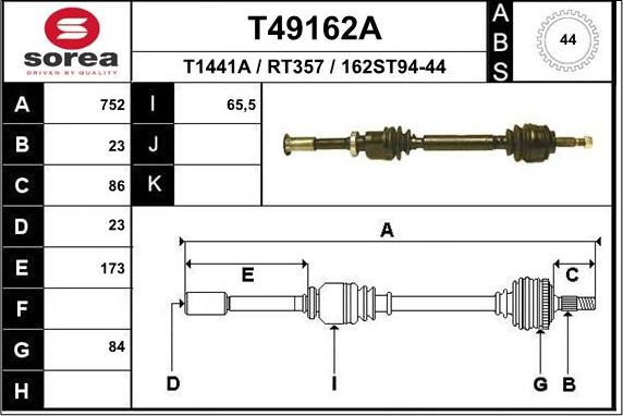 EAI T49162A - Arbre de transmission cwaw.fr