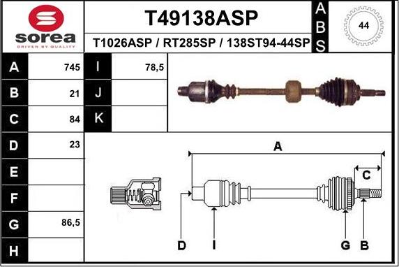 EAI T49138ASP - Arbre de transmission cwaw.fr