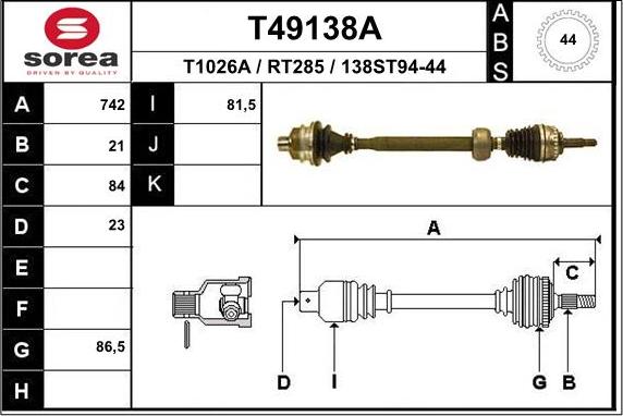 EAI T49138A - Arbre de transmission cwaw.fr