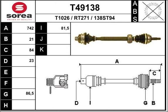 EAI T49138 - Arbre de transmission cwaw.fr