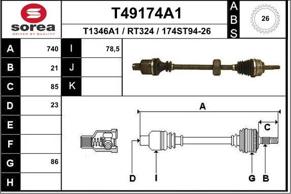 EAI T49174A1 - Arbre de transmission cwaw.fr