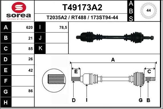 EAI T49173A2 - Arbre de transmission cwaw.fr