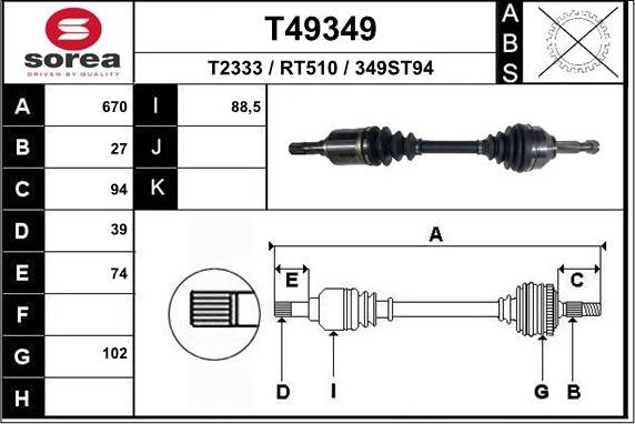 EAI T49349 - Arbre de transmission cwaw.fr