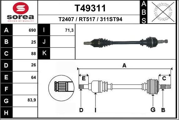 EAI T49311 - Arbre de transmission cwaw.fr