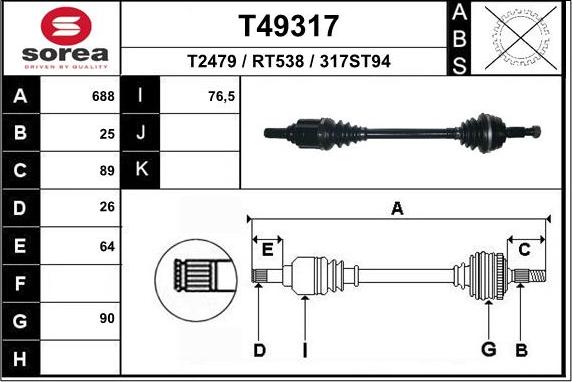 EAI T49317 - Arbre de transmission cwaw.fr