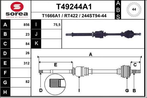 EAI T49244A1 - Arbre de transmission cwaw.fr