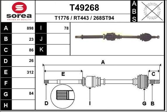 EAI T49268 - Arbre de transmission cwaw.fr