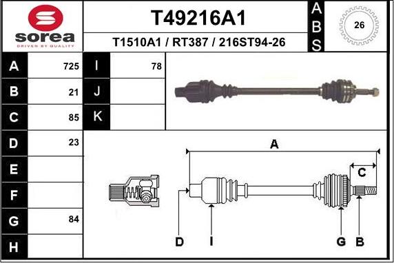 EAI T49216A1 - Arbre de transmission cwaw.fr