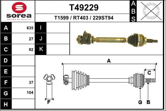 EAI T49229 - Arbre de transmission cwaw.fr