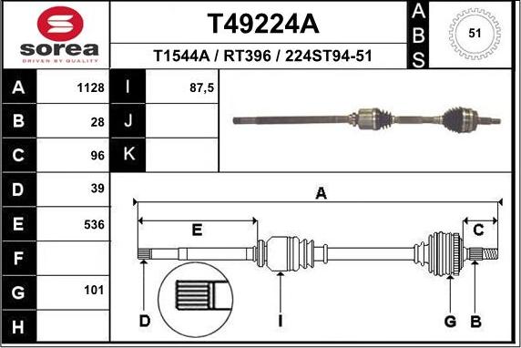 EAI T49224A - Arbre de transmission cwaw.fr