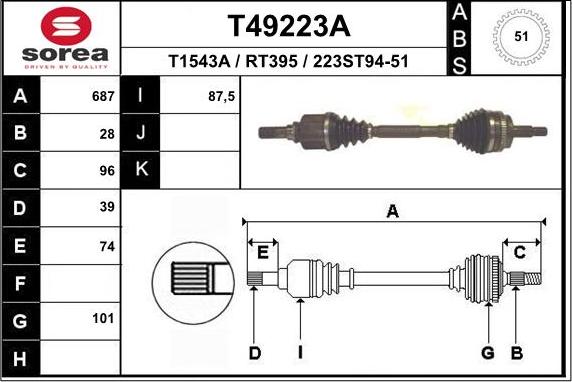 EAI T49223A - Arbre de transmission cwaw.fr