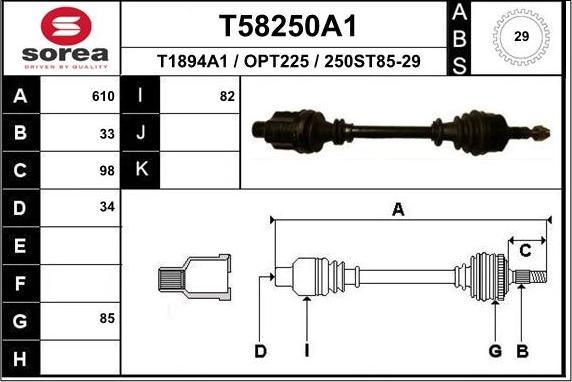 EAI T58250A1 - Arbre de transmission cwaw.fr