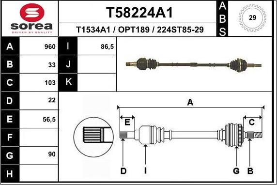 EAI T58224A1 - Arbre de transmission cwaw.fr