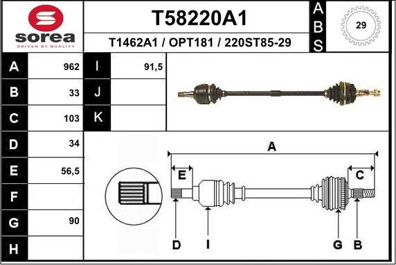 EAI T58220A1 - Arbre de transmission cwaw.fr