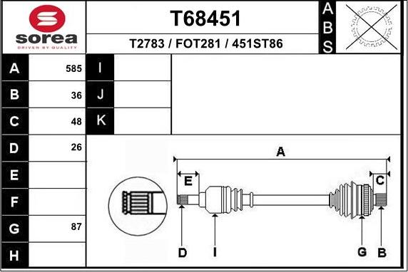 EAI T68451 - Arbre de transmission cwaw.fr