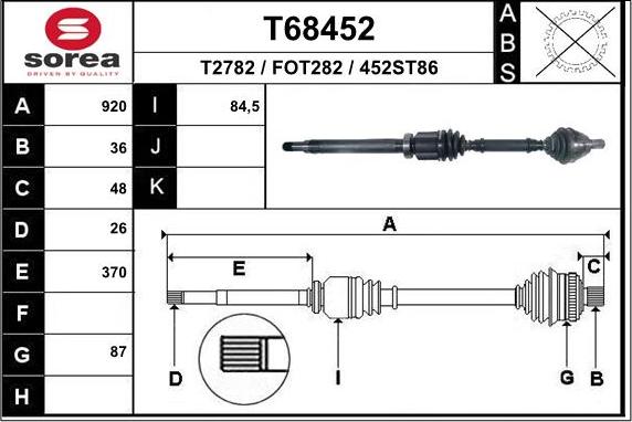 EAI T68452 - Arbre de transmission cwaw.fr