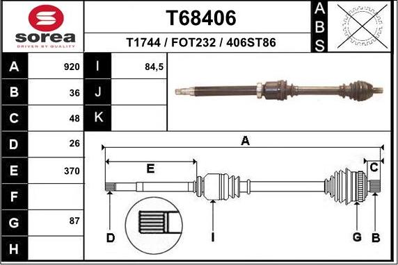 EAI T68406 - Arbre de transmission cwaw.fr