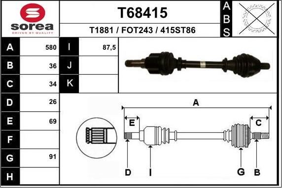 EAI T68415 - Arbre de transmission cwaw.fr