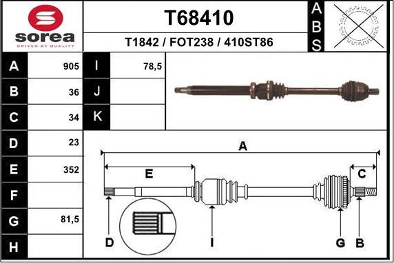 EAI T68410 - Arbre de transmission cwaw.fr