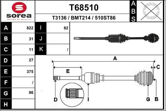 EAI T68510 - Arbre de transmission cwaw.fr