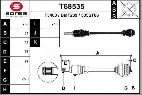 EAI T68535 - Arbre de transmission cwaw.fr