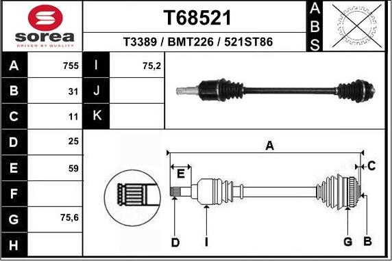 EAI T68521 - Arbre de transmission cwaw.fr