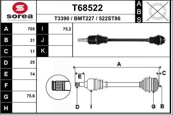 EAI T68522 - Arbre de transmission cwaw.fr