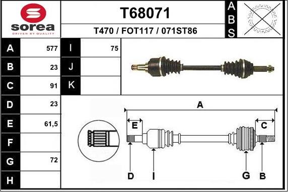 EAI T68071 - Arbre de transmission cwaw.fr