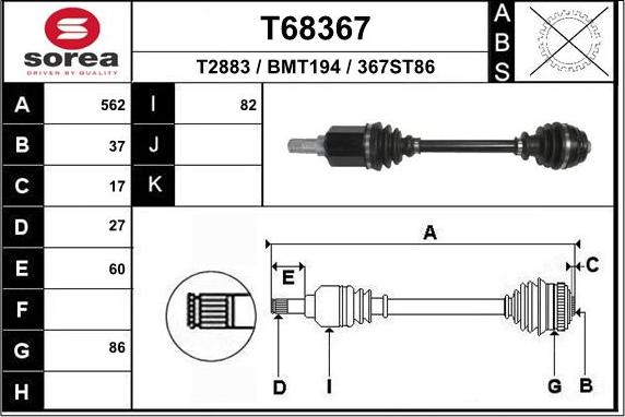 EAI T68367 - Arbre de transmission cwaw.fr