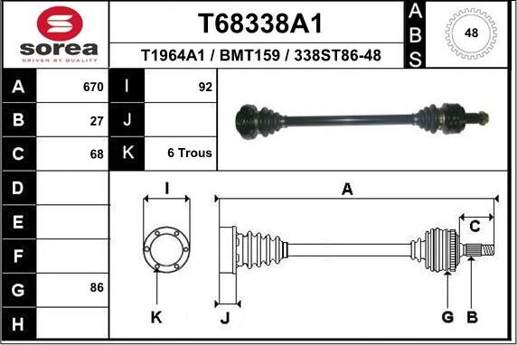 EAI T68338A1 - Arbre de transmission cwaw.fr