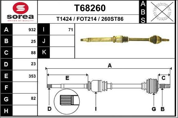 EAI T68260 - Arbre de transmission cwaw.fr