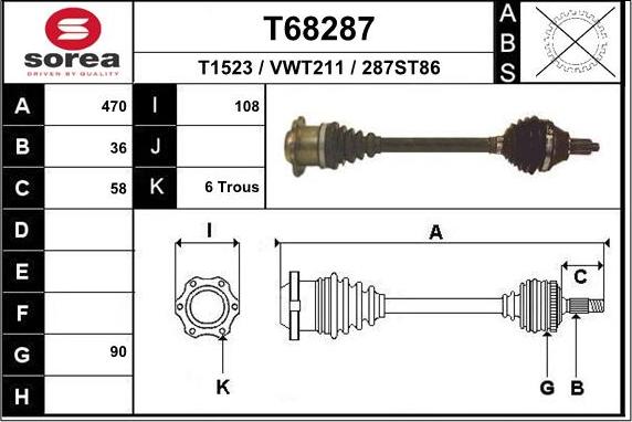 EAI T68287 - Arbre de transmission cwaw.fr