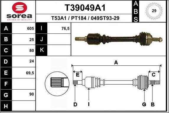 EAI T39049A1 - Arbre de transmission cwaw.fr