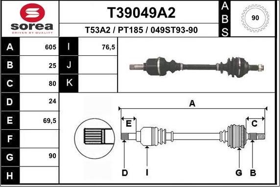 EAI T39049A2 - Arbre de transmission cwaw.fr