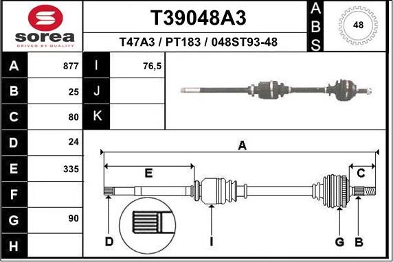 EAI T39048A3 - Arbre de transmission cwaw.fr