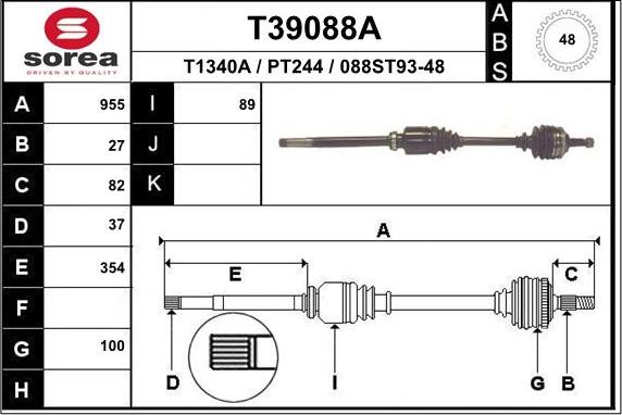 EAI T39088A - Arbre de transmission cwaw.fr