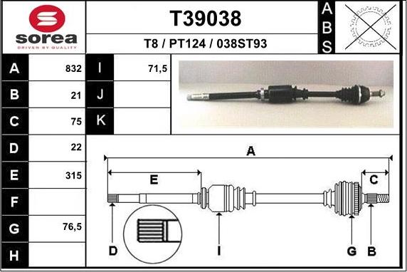 EAI T39038 - Arbre de transmission cwaw.fr