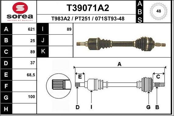 EAI T39071A2 - Arbre de transmission cwaw.fr