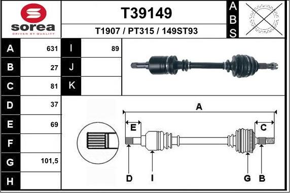 EAI T39149 - Arbre de transmission cwaw.fr