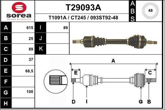 EAI T29093A - Arbre de transmission cwaw.fr