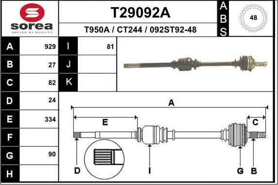 EAI T29092A - Arbre de transmission cwaw.fr