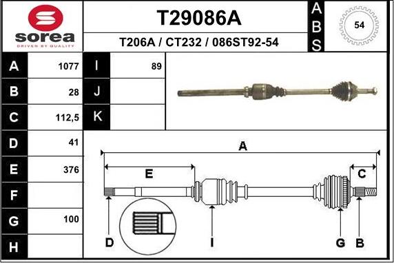 EAI T29086A - Arbre de transmission cwaw.fr