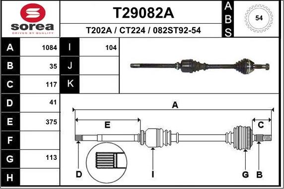 EAI T29082A - Arbre de transmission cwaw.fr