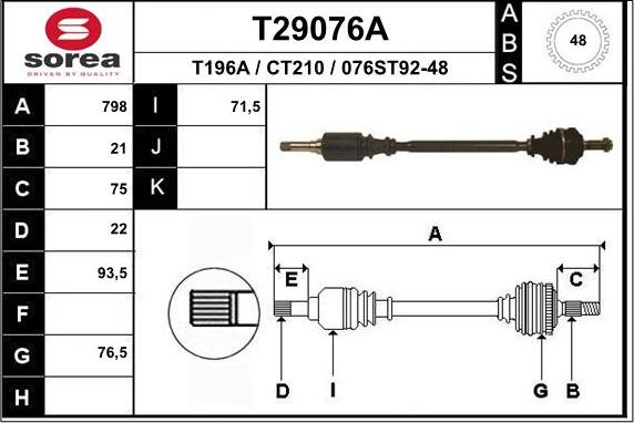 EAI T29076A - Arbre de transmission cwaw.fr