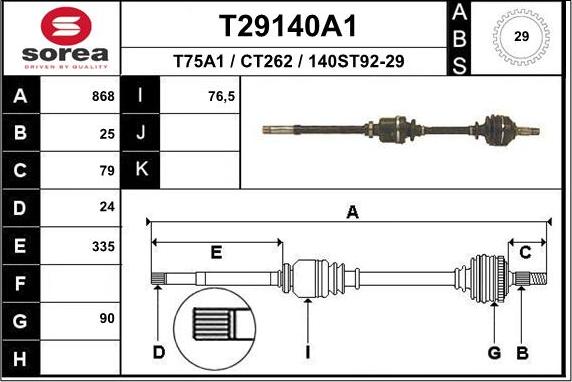 EAI T29140A1 - Arbre de transmission cwaw.fr