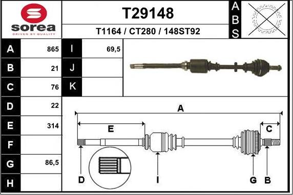 EAI T29148 - Arbre de transmission cwaw.fr