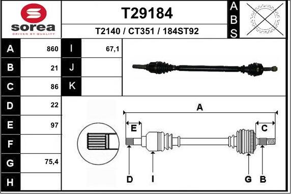 EAI T29184 - Arbre de transmission cwaw.fr