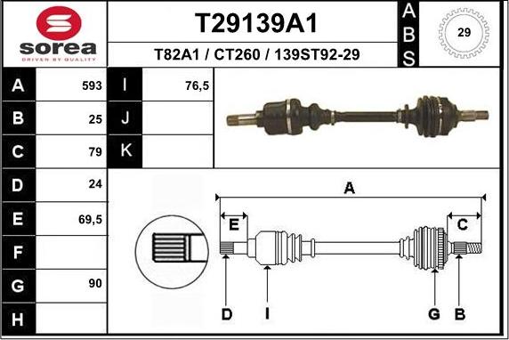 EAI T29139A1 - Arbre de transmission cwaw.fr