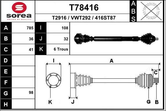 EAI T78416 - Arbre de transmission cwaw.fr